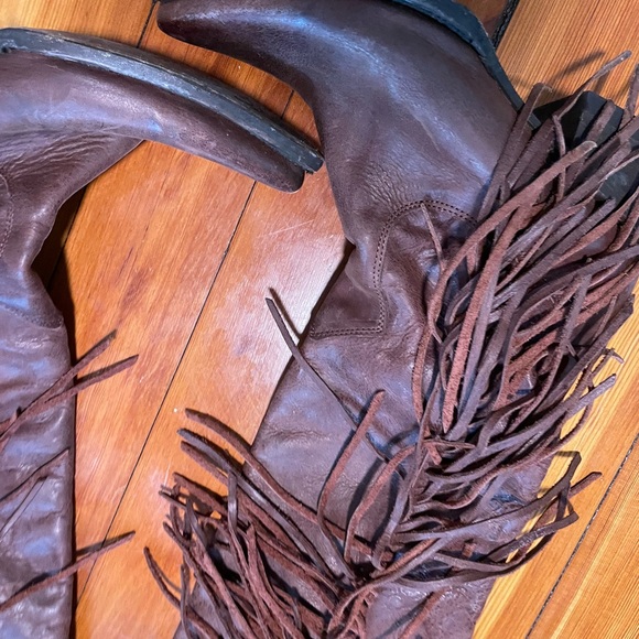 Brown Fringe Leather Boots - Picture 6 of 10